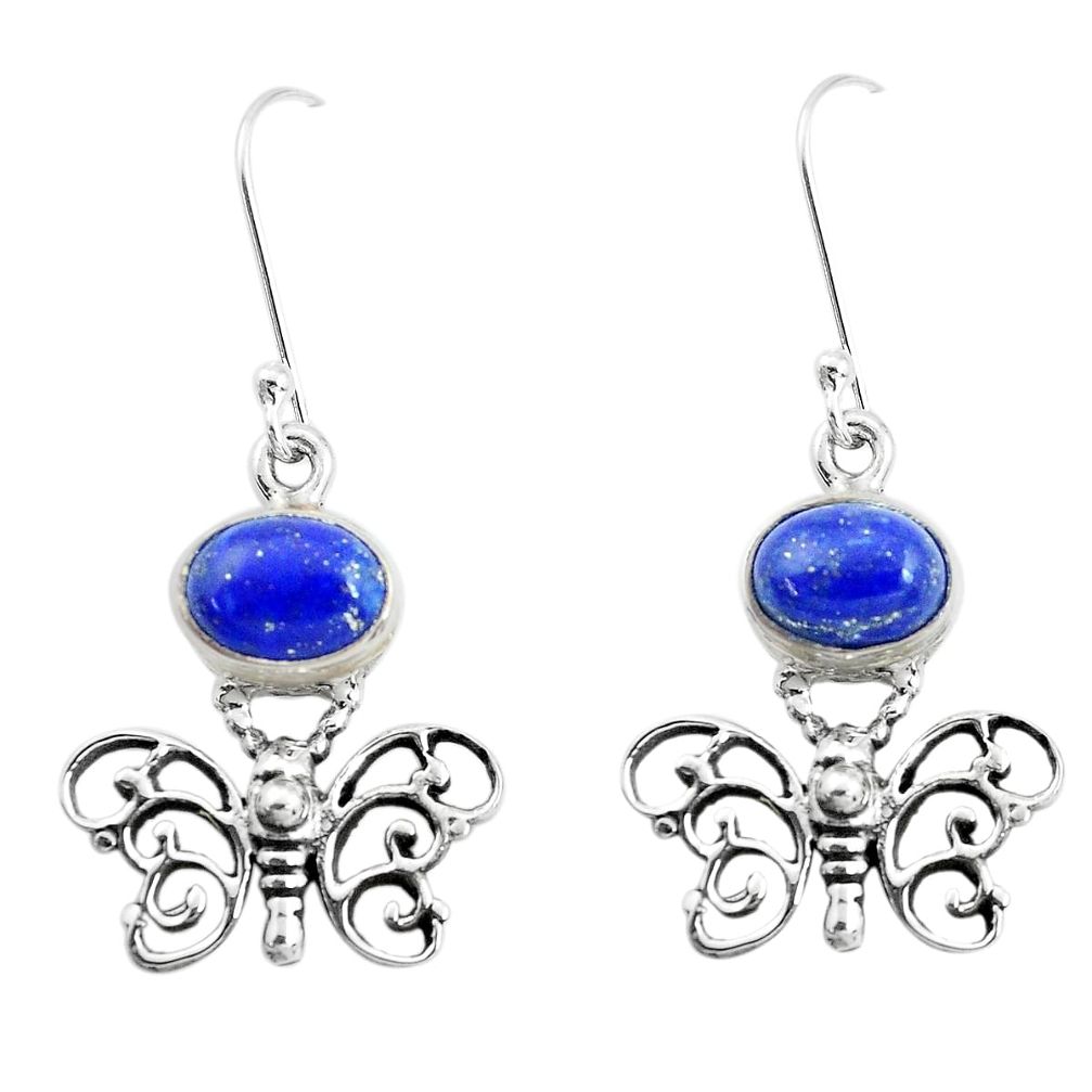 4.38cts natural blue lapis lazuli 925 sterling silver butterfly earrings p50766