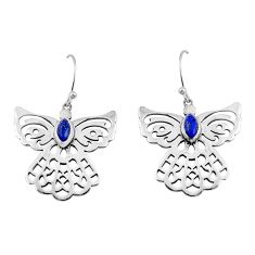 3.53cts natural blue lapis lazuli 925 sterling silver butterfly earrings y47388