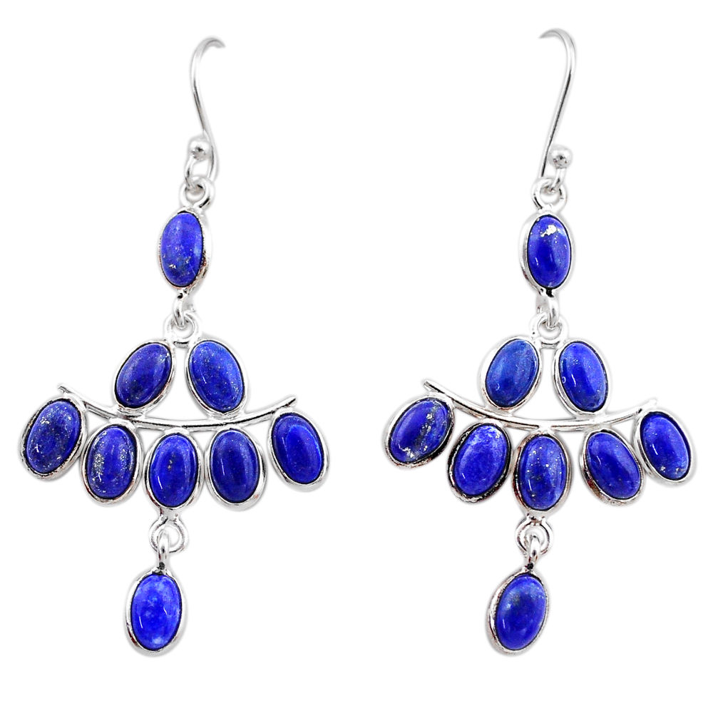 13.63cts natural blue lapis lazuli 925 sterling silver chandelier earrings t1846