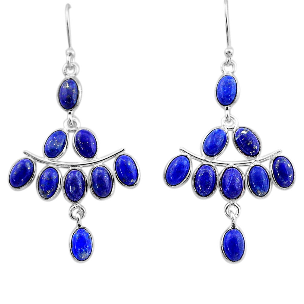 14.09cts natural blue lapis lazuli 925 sterling silver chandelier earrings t1852
