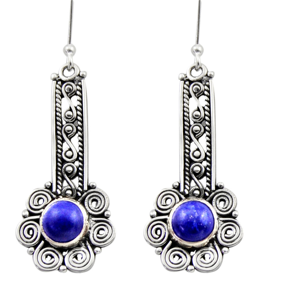 2.84cts natural blue lapis lazuli 925 sterling silver dangle earrings d40894