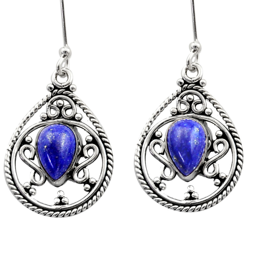 blue lapis lazuli 925 sterling silver dangle earrings d40902