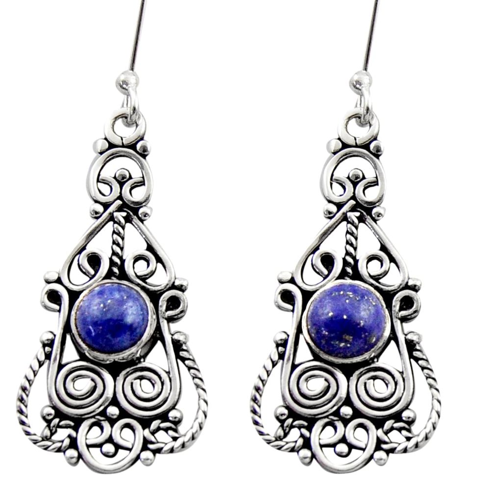 blue lapis lazuli 925 sterling silver dangle earrings d40903
