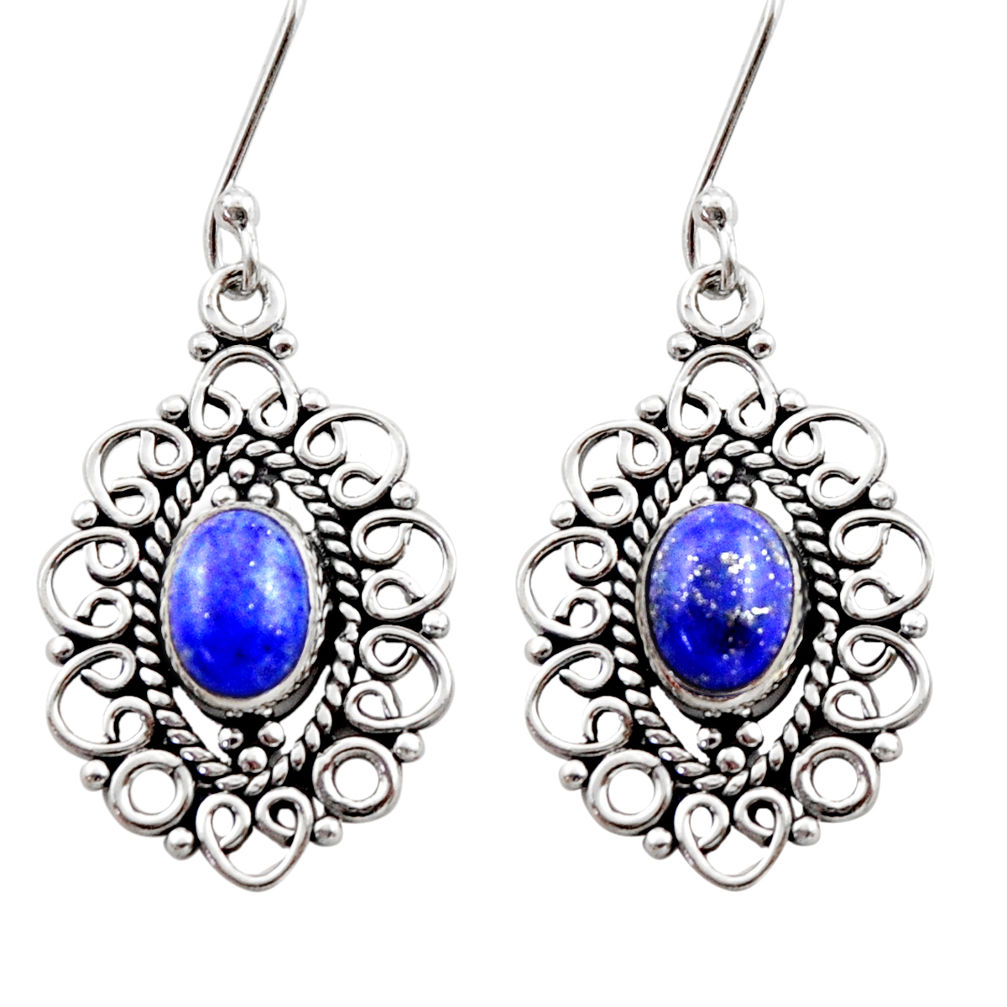blue lapis lazuli 925 sterling silver dangle earrings d40905