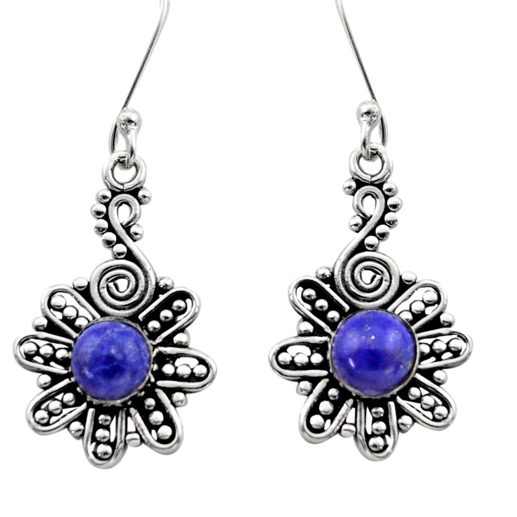 2.72cts natural blue lapis lazuli 925 sterling silver dangle earrings d40908