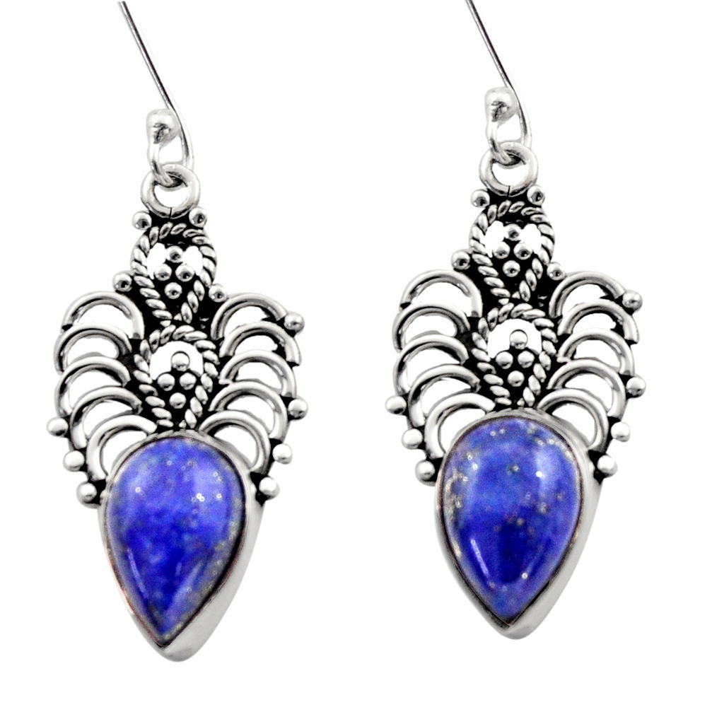 blue lapis lazuli 925 sterling silver dangle earrings d40911