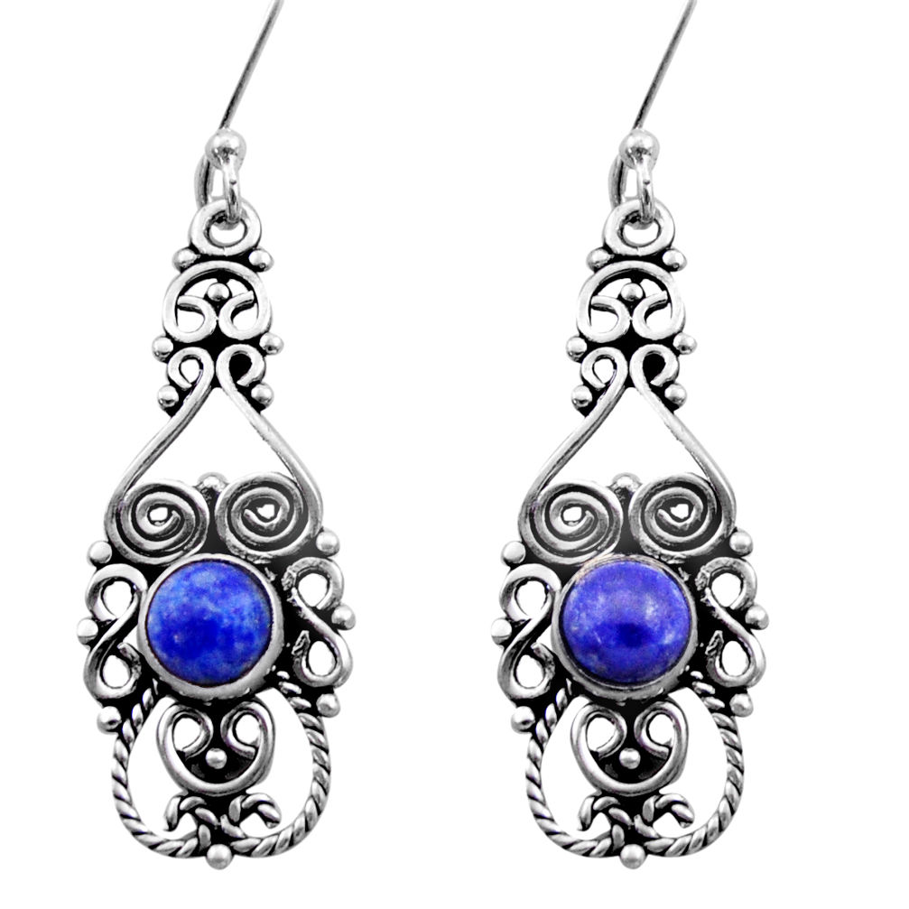 2.35cts natural blue lapis lazuli 925 sterling silver dangle earrings d40914