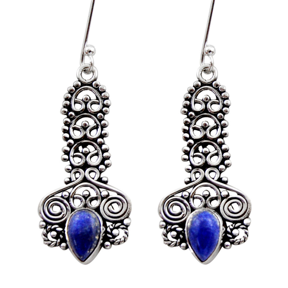 blue lapis lazuli 925 sterling silver dangle earrings d40915