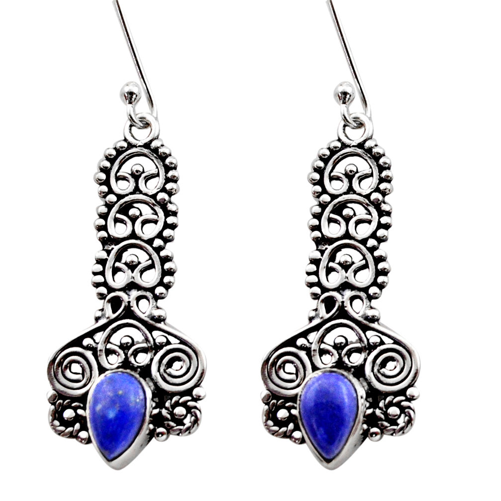 blue lapis lazuli 925 sterling silver dangle earrings d40918