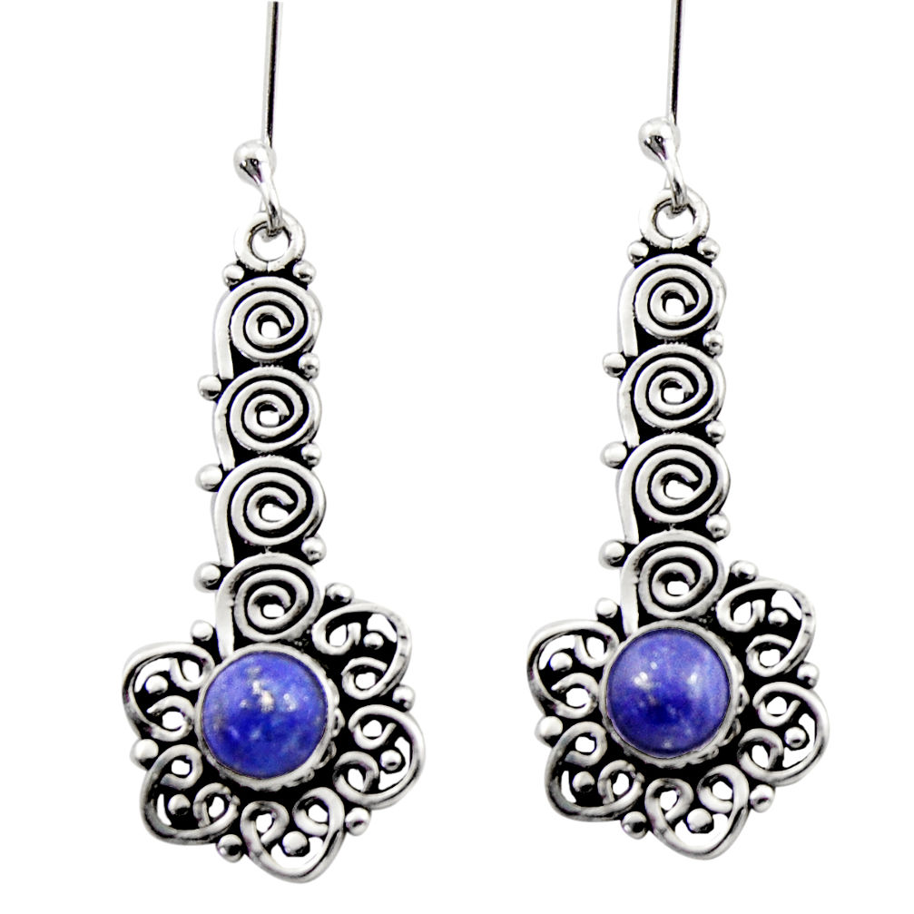 blue lapis lazuli 925 sterling silver dangle earrings d40927