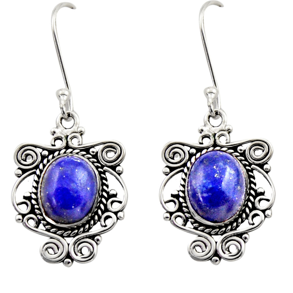 8.03cts natural blue lapis lazuli 925 sterling silver dangle earrings d40940