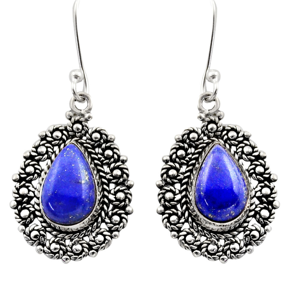 blue lapis lazuli 925 sterling silver dangle earrings d40962