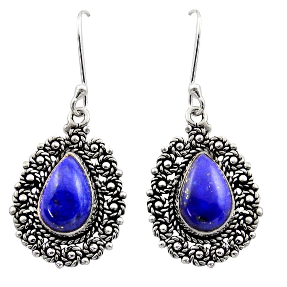 10.39cts natural blue lapis lazuli 925 sterling silver dangle earrings d40965