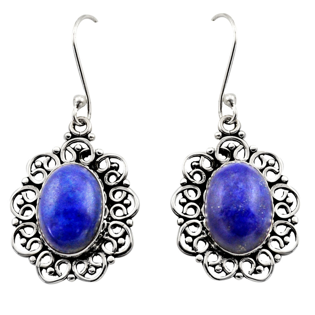 11.54cts natural blue lapis lazuli 925 sterling silver dangle earrings d40966