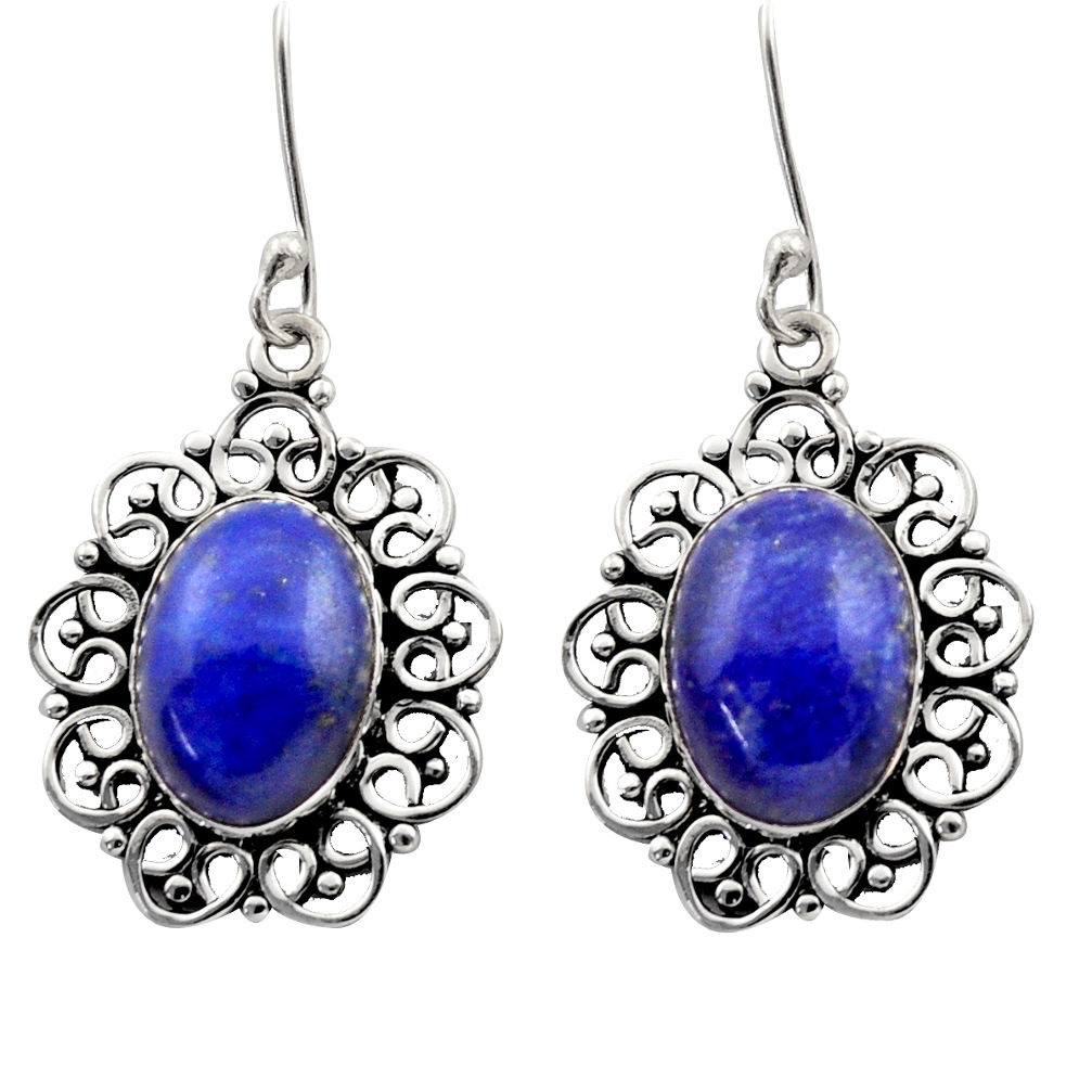 12.70cts natural blue lapis lazuli 925 sterling silver dangle earrings d40974