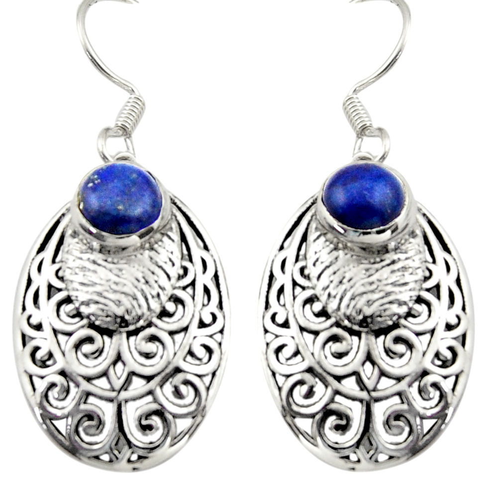 2.19cts natural blue lapis lazuli 925 sterling silver dangle earrings d46890