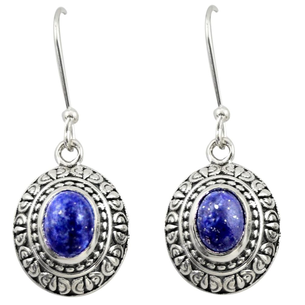 4.38cts natural blue lapis lazuli 925 sterling silver dangle earrings d46927