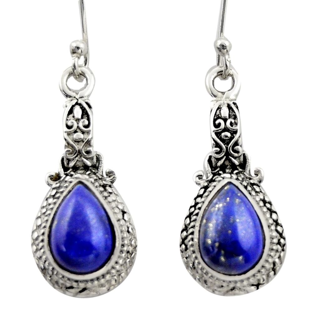 5.07cts natural blue lapis lazuli 925 sterling silver dangle earrings d46947