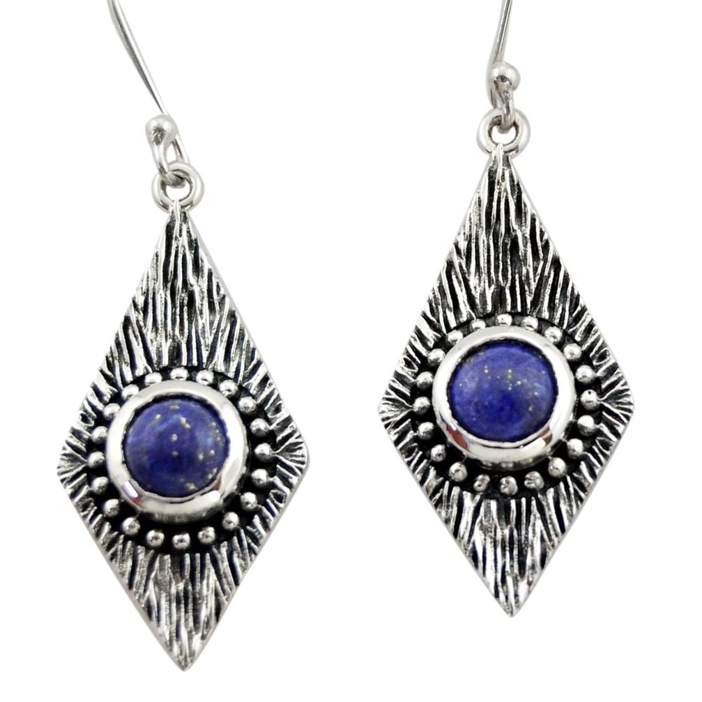 4.21cts natural blue lapis lazuli 925 sterling silver dangle earrings d47093