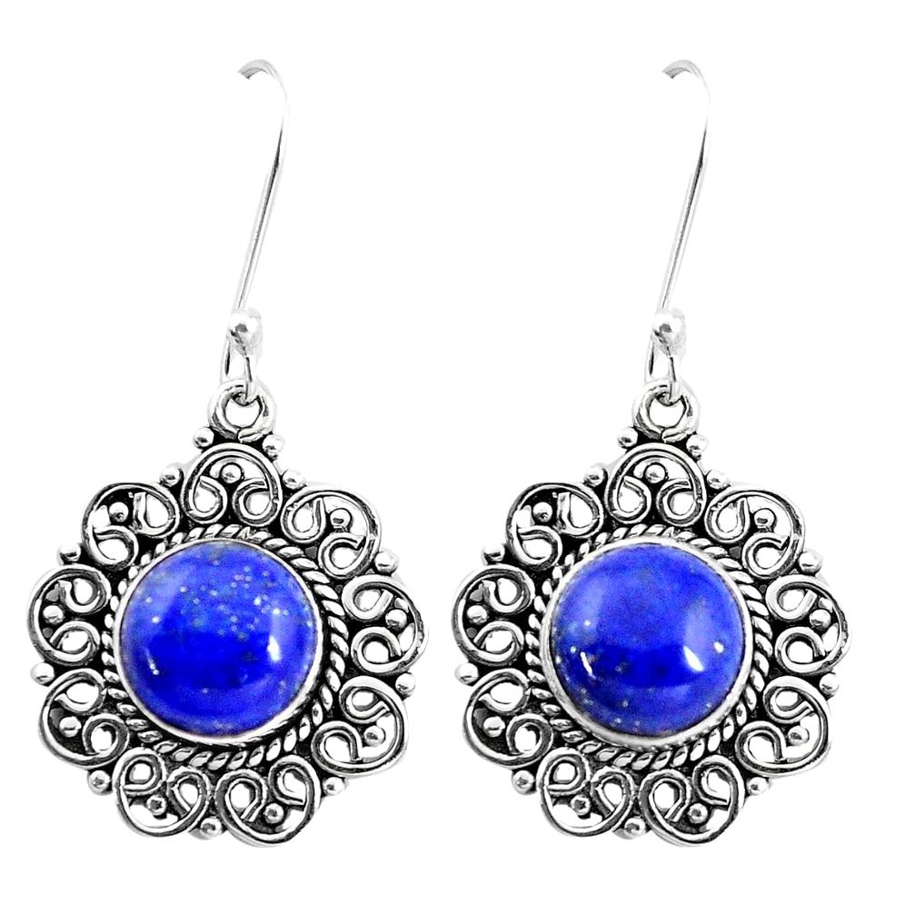 10.06cts natural blue lapis lazuli 925 sterling silver dangle earrings p13222