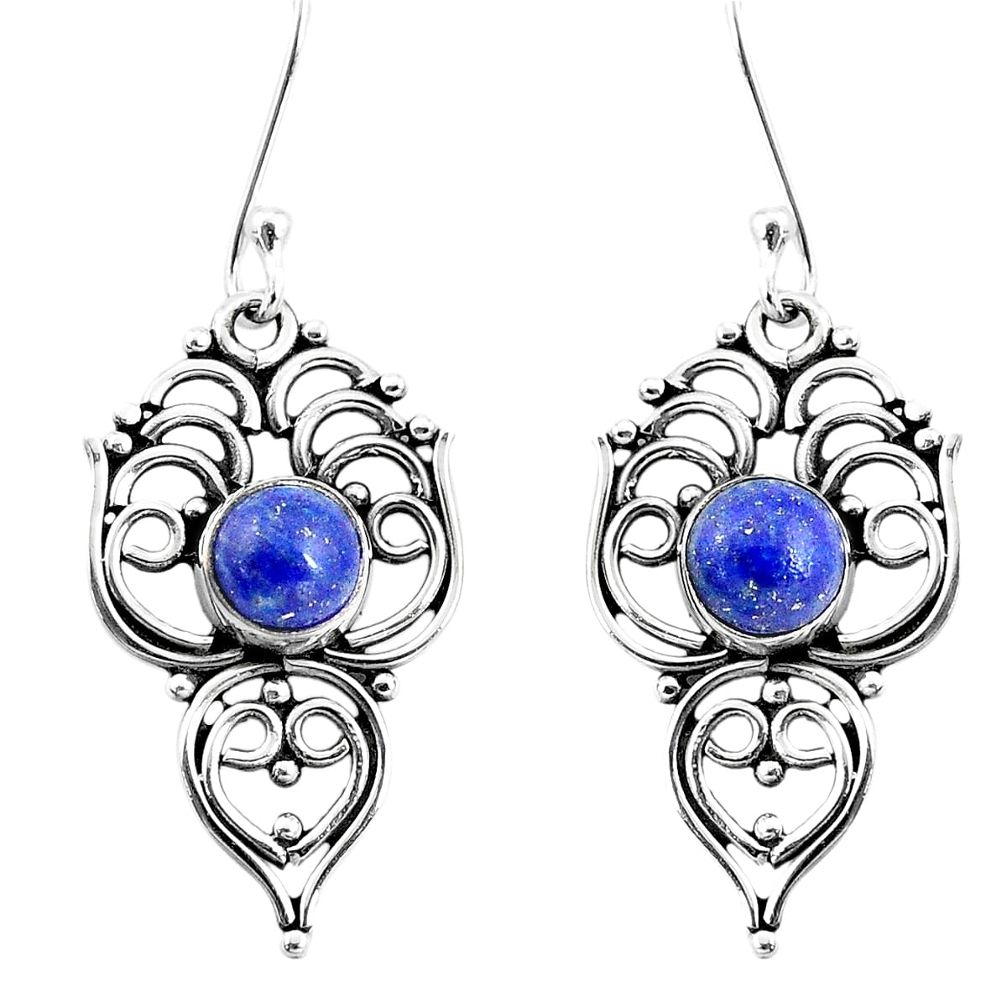 3.28cts natural blue lapis lazuli 925 sterling silver dangle earrings p13374