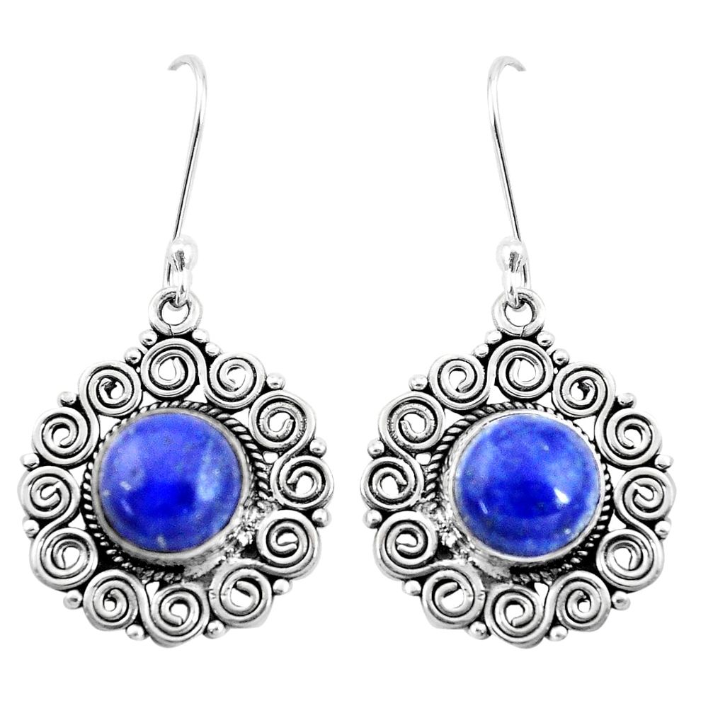 11.54cts natural blue lapis lazuli 925 sterling silver dangle earrings p13442