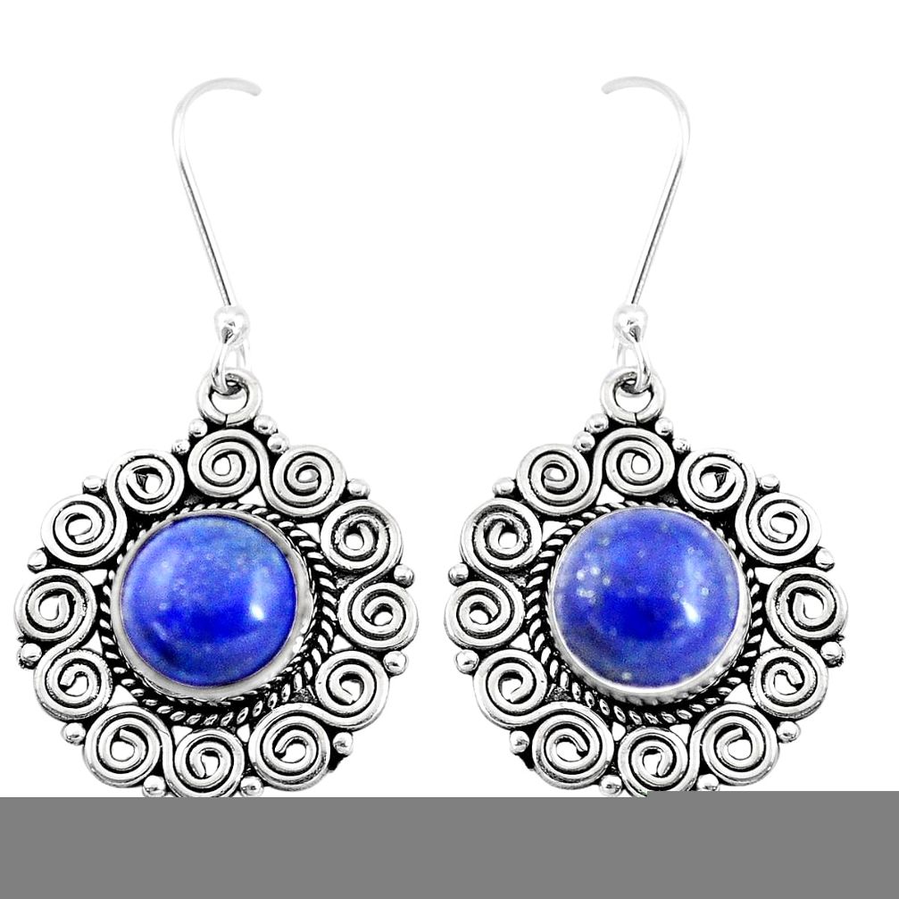 11.22cts natural blue lapis lazuli 925 sterling silver dangle earrings p13443