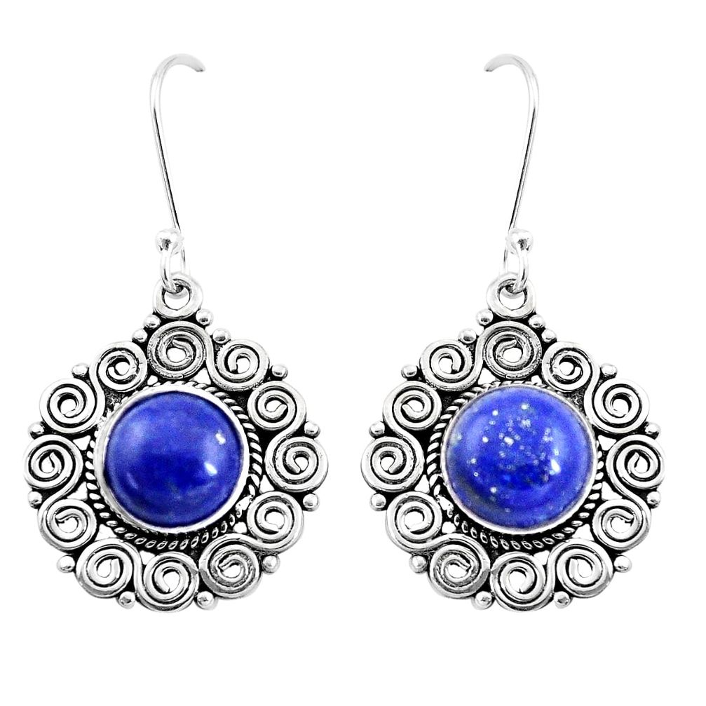 11.83cts natural blue lapis lazuli 925 sterling silver dangle earrings p13445