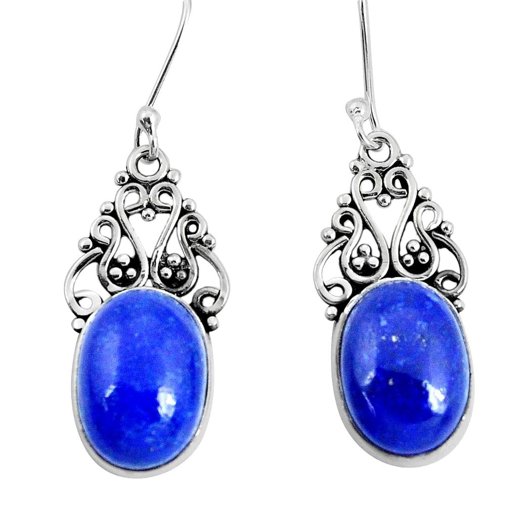 11.89cts natural blue lapis lazuli 925 sterling silver dangle earrings p29621