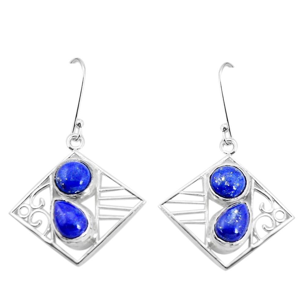 blue lapis lazuli 925 sterling silver dangle earrings p32485
