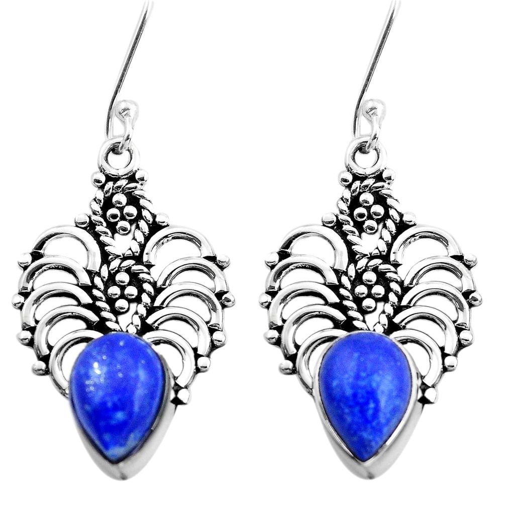 blue lapis lazuli 925 sterling silver dangle earrings p41308