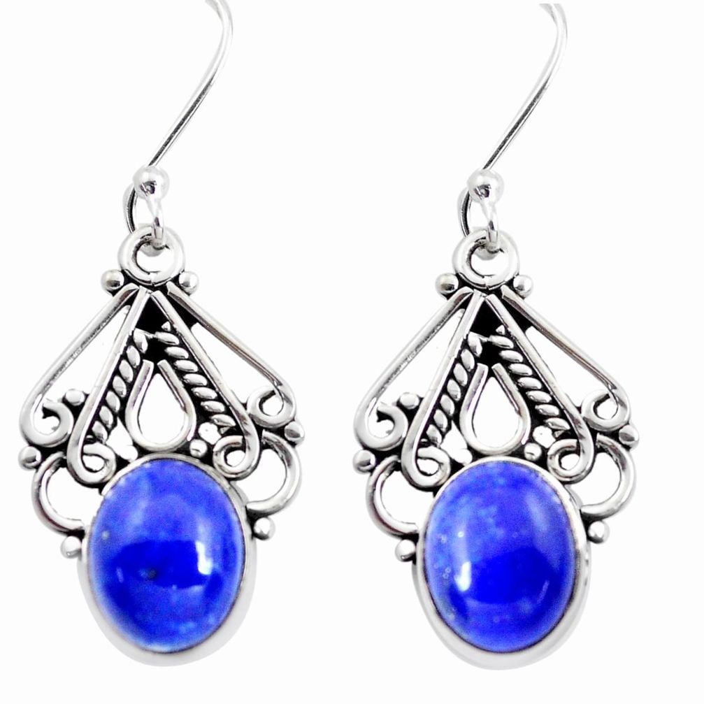8.09cts natural blue lapis lazuli 925 sterling silver dangle earrings p41349