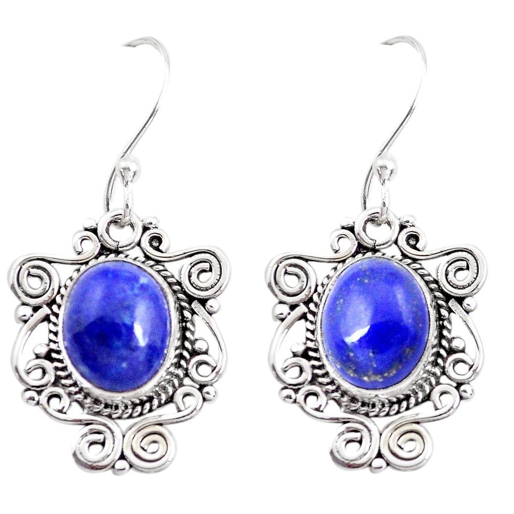 7.50cts natural blue lapis lazuli 925 sterling silver dangle earrings p41385