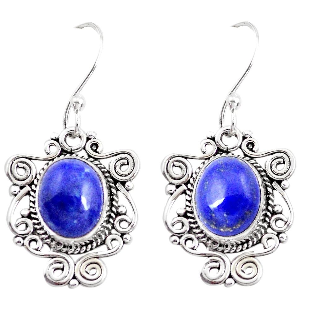 8.99cts natural blue lapis lazuli 925 sterling silver dangle earrings p41386