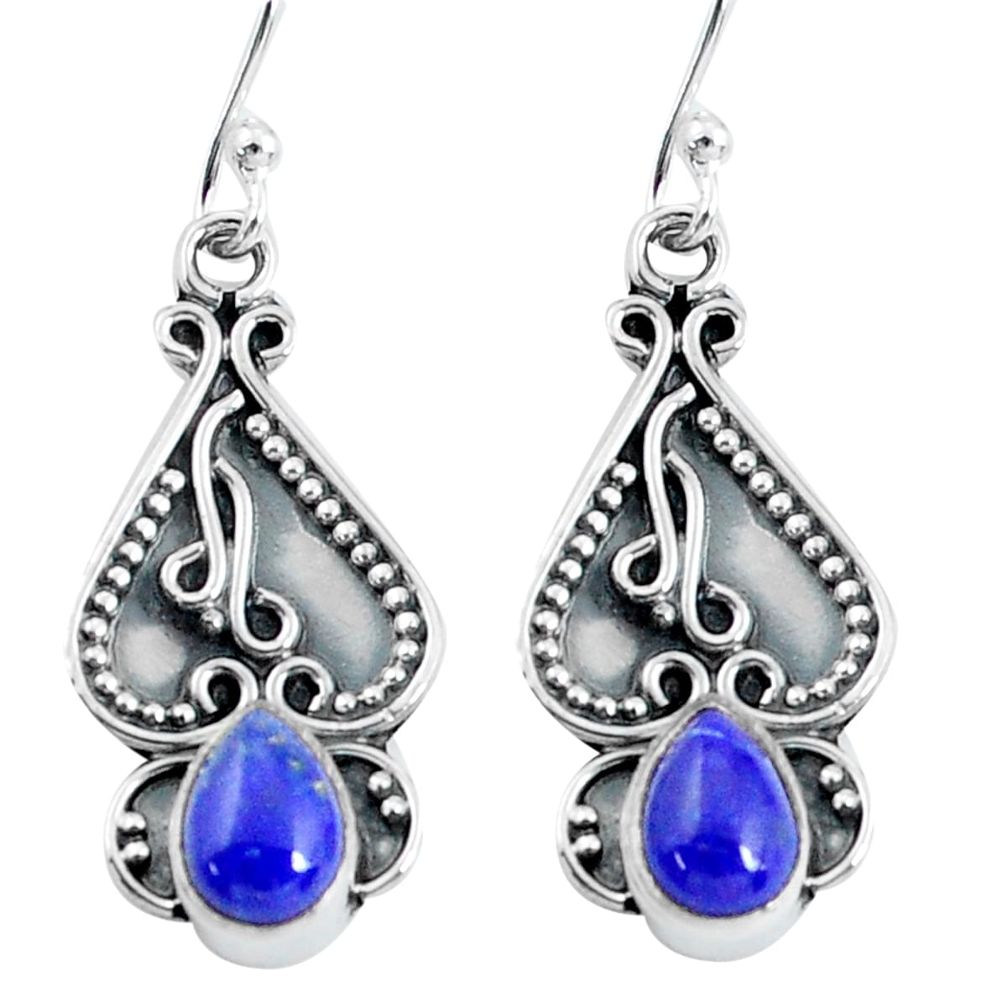 blue lapis lazuli 925 sterling silver dangle earrings p60165