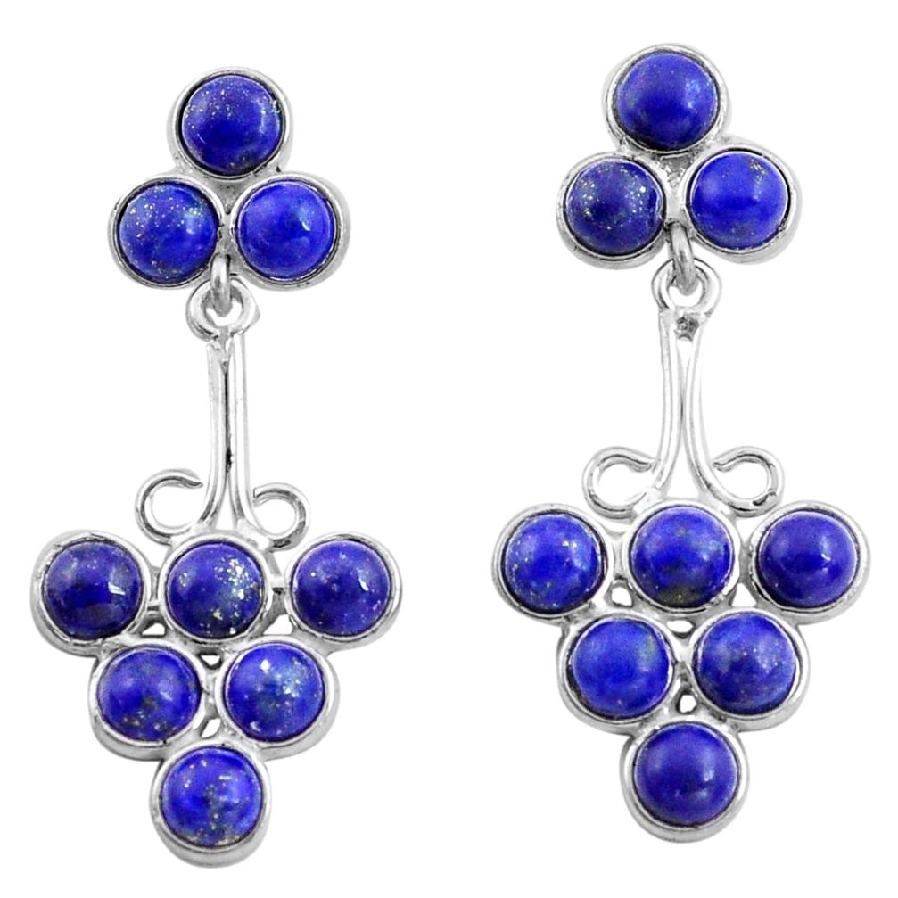 14.23cts natural blue lapis lazuli 925 sterling silver dangle earrings p77465