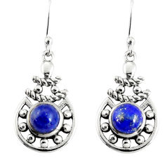 Clearance Sale- 2.44cts natural blue lapis lazuli 925 sterling silver dangle earrings r19829