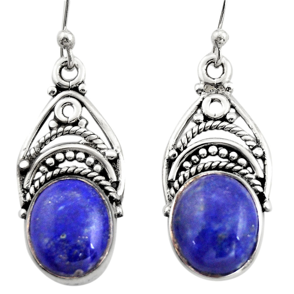 8.05cts natural blue lapis lazuli 925 sterling silver dangle earrings r21685