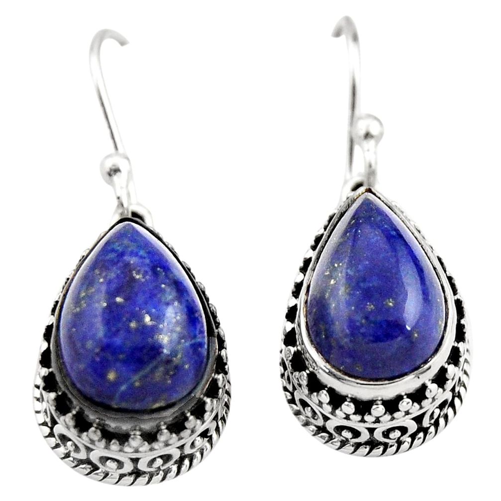 8.18cts natural blue lapis lazuli 925 sterling silver dangle earrings r21858