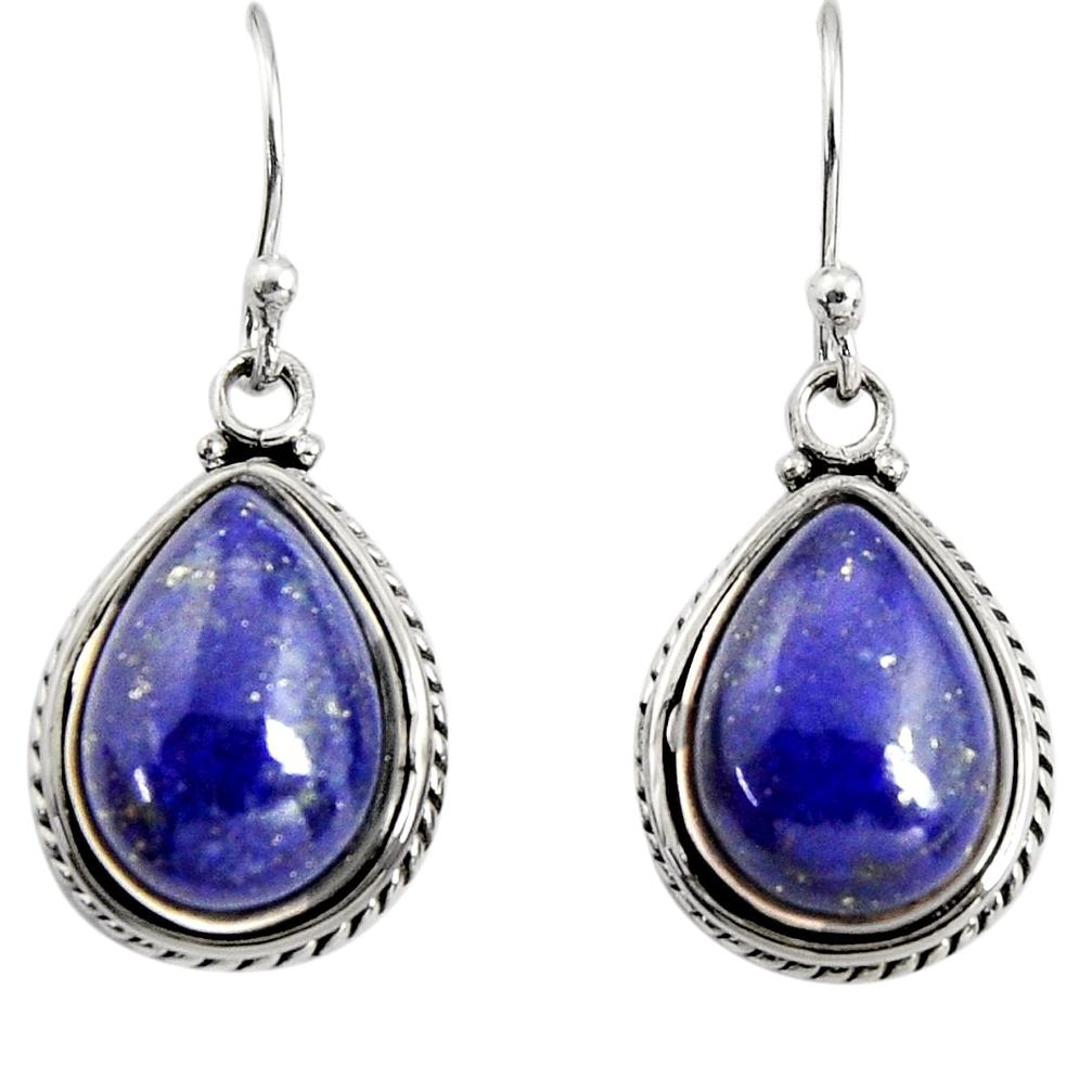 10.41cts natural blue lapis lazuli 925 sterling silver dangle earrings r25033