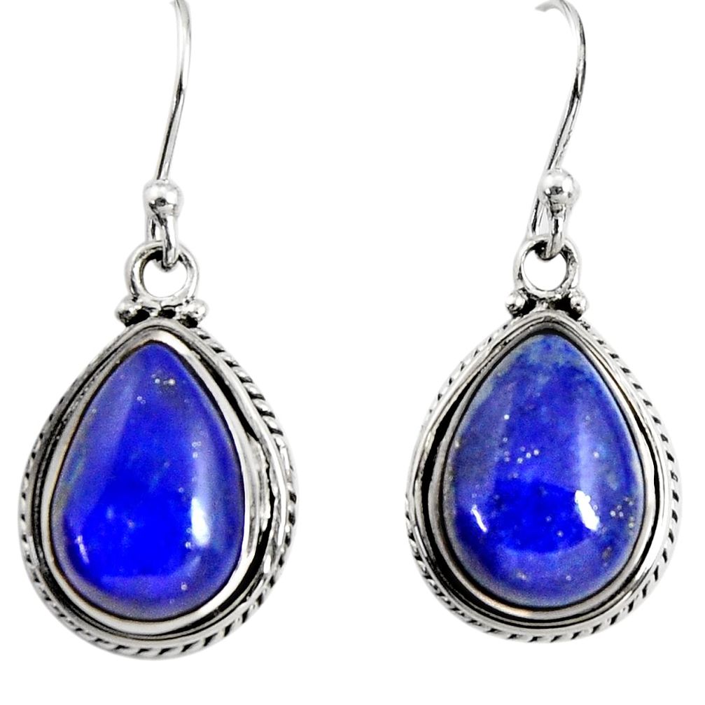 9.56cts natural blue lapis lazuli 925 sterling silver dangle earrings r25035