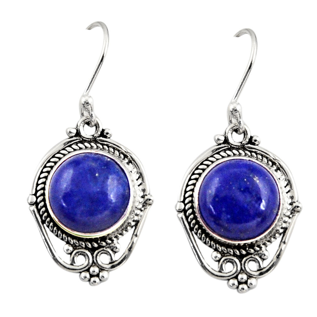 9.14cts natural blue lapis lazuli 925 sterling silver dangle earrings r30936