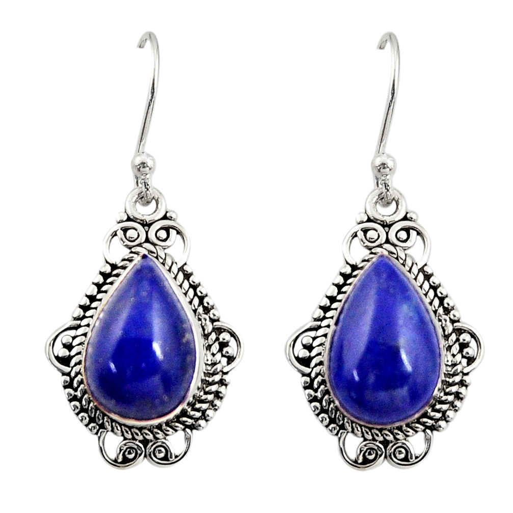 9.18cts natural blue lapis lazuli 925 sterling silver dangle earrings r30945