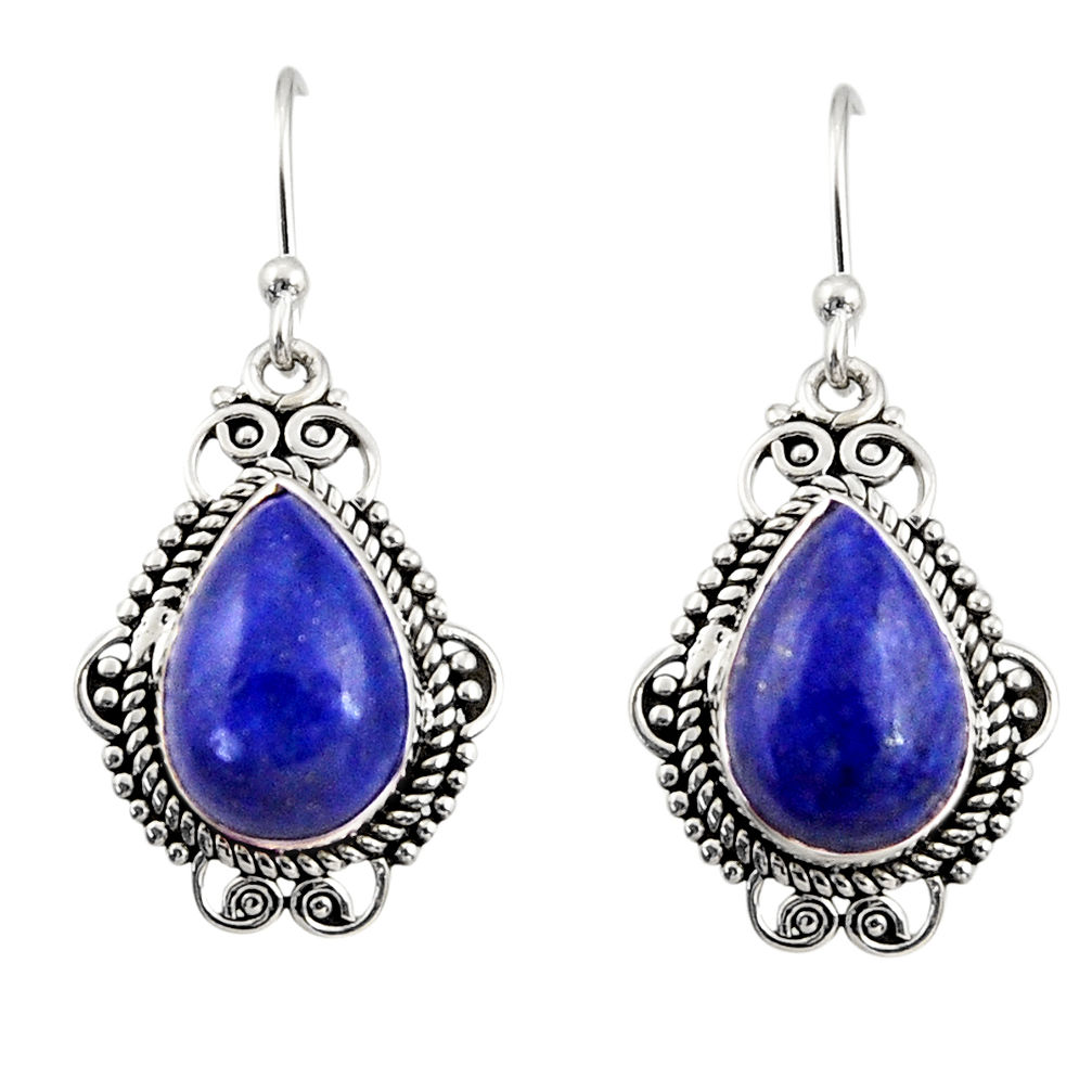 10.02cts natural blue lapis lazuli 925 sterling silver dangle earrings r30946