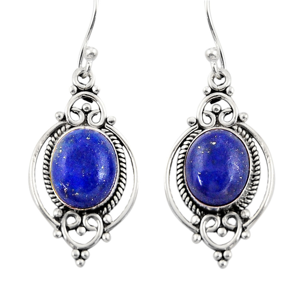 8.73cts natural blue lapis lazuli 925 sterling silver dangle earrings r30961