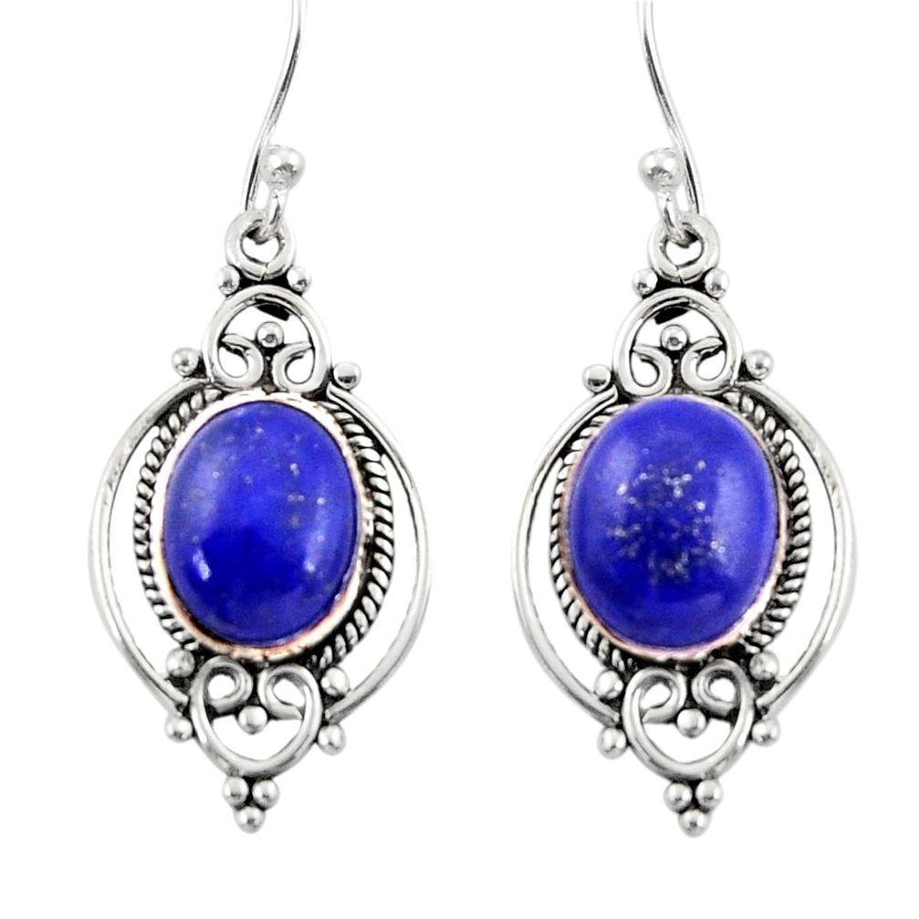 9.16cts natural blue lapis lazuli 925 sterling silver dangle earrings r30980