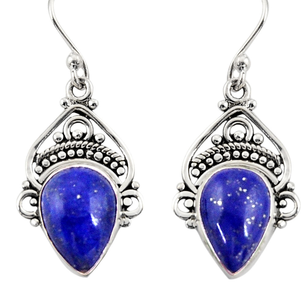8.73cts natural blue lapis lazuli 925 sterling silver dangle earrings r30989