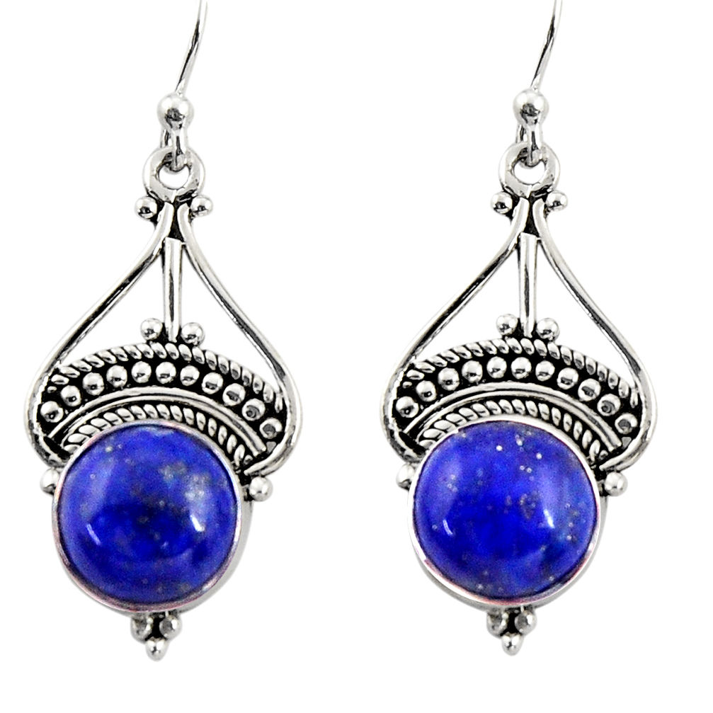 7.17cts natural blue lapis lazuli 925 sterling silver dangle earrings r31003