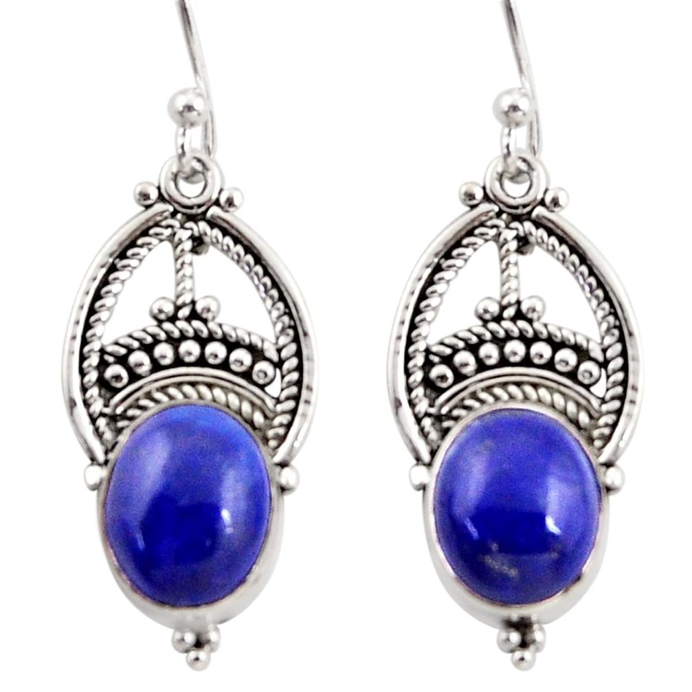 8.49cts natural blue lapis lazuli 925 sterling silver dangle earrings r31036