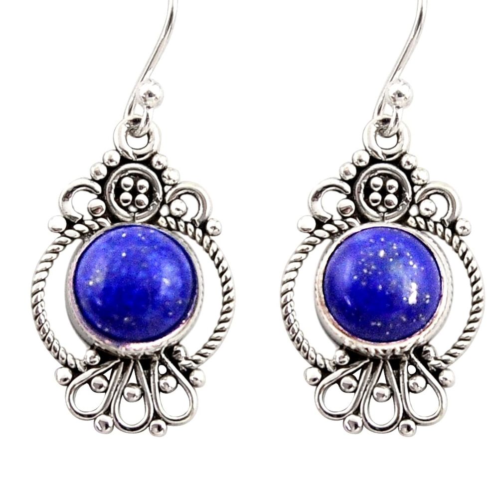 6.61cts natural blue lapis lazuli 925 sterling silver dangle earrings r31107